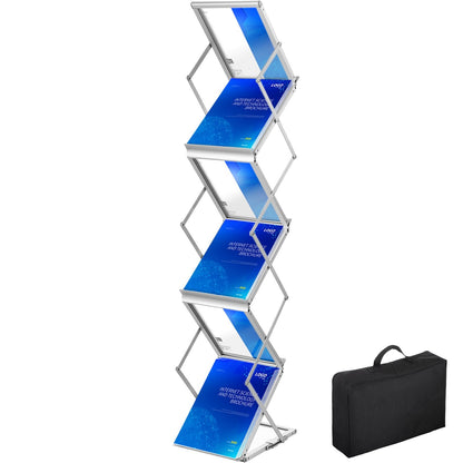 Portable Aluminum Magazine Rack with 6 Pockets, 2 kg Capacity, Silver Finish