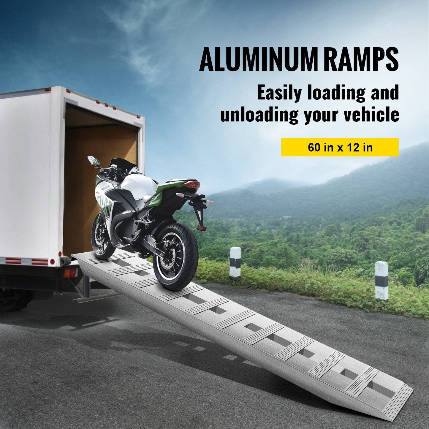 Heavy-Duty Aluminum Trailer Ramps, 3,000 kg Capacity, 15.2 x 0.3 m, Beavertail Design
