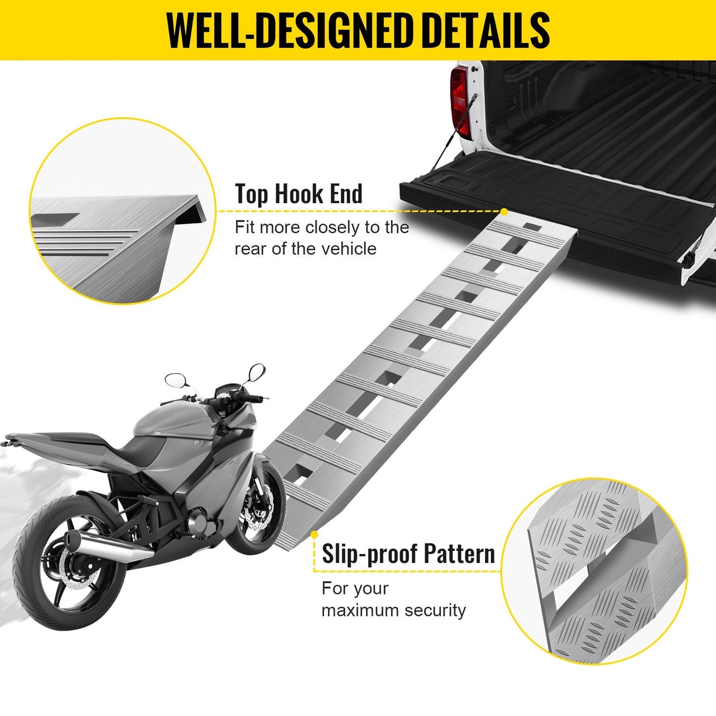 Heavy-Duty Aluminum Trailer Ramps, 3,000 kg Capacity, 15.2 x 0.3 m, Beavertail Design