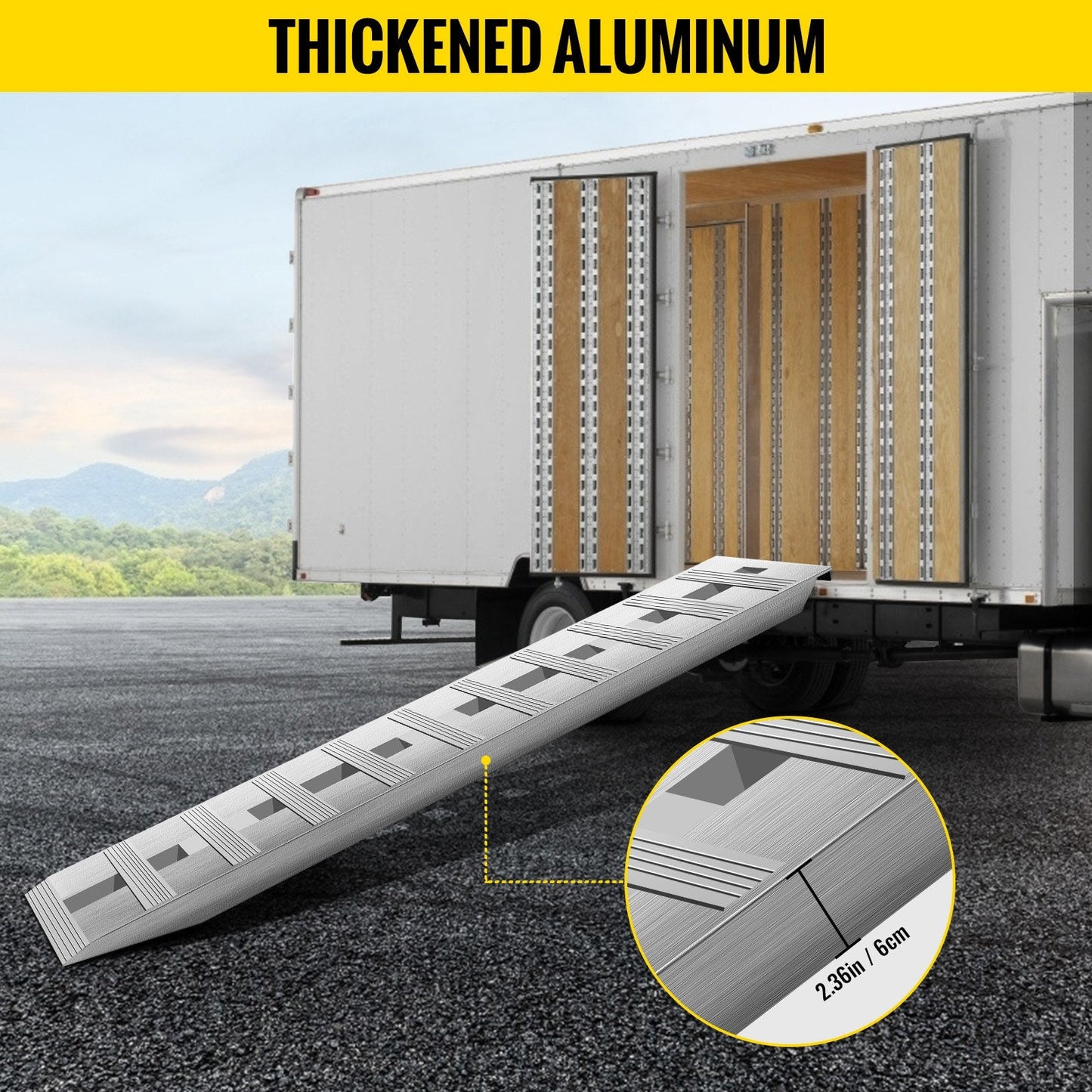 Heavy-Duty Aluminum Trailer Ramps, 3,000 kg Capacity, 15.2 x 0.3 m, Beavertail Design