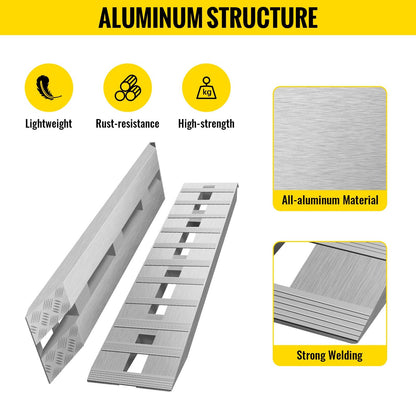 Heavy-Duty Aluminum Trailer Ramps, 3,000 kg Capacity, 15.2 x 0.3 m, Beavertail Design