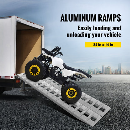 Aluminum Car Trailer Ramps, 213x36 cm, 1361 kg Capacity per Ramp, Hook End Design