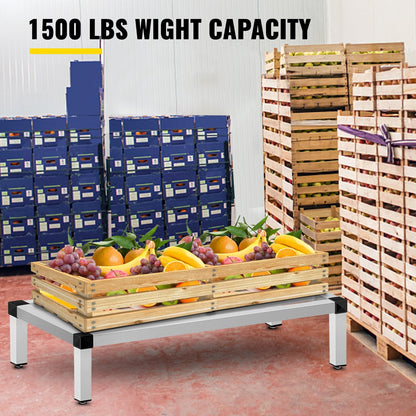 Aluminum Dunnage Rack, 122x51 cm, 680 kg Capacity, Commercial Floor Shelf