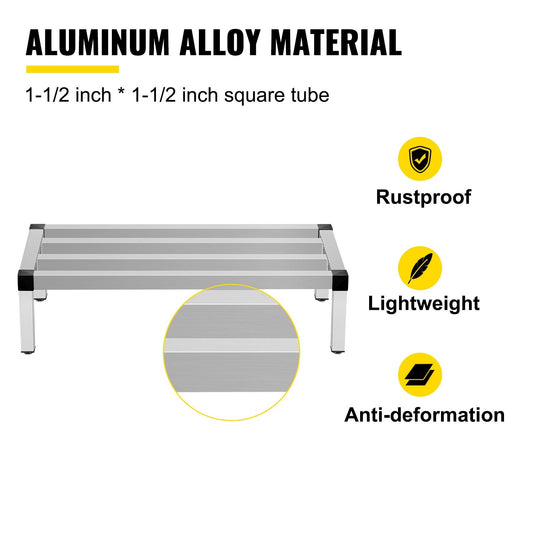 Aluminum Dunnage Rack, 122x51 cm, 680 kg Capacity, Commercial Floor Shelf