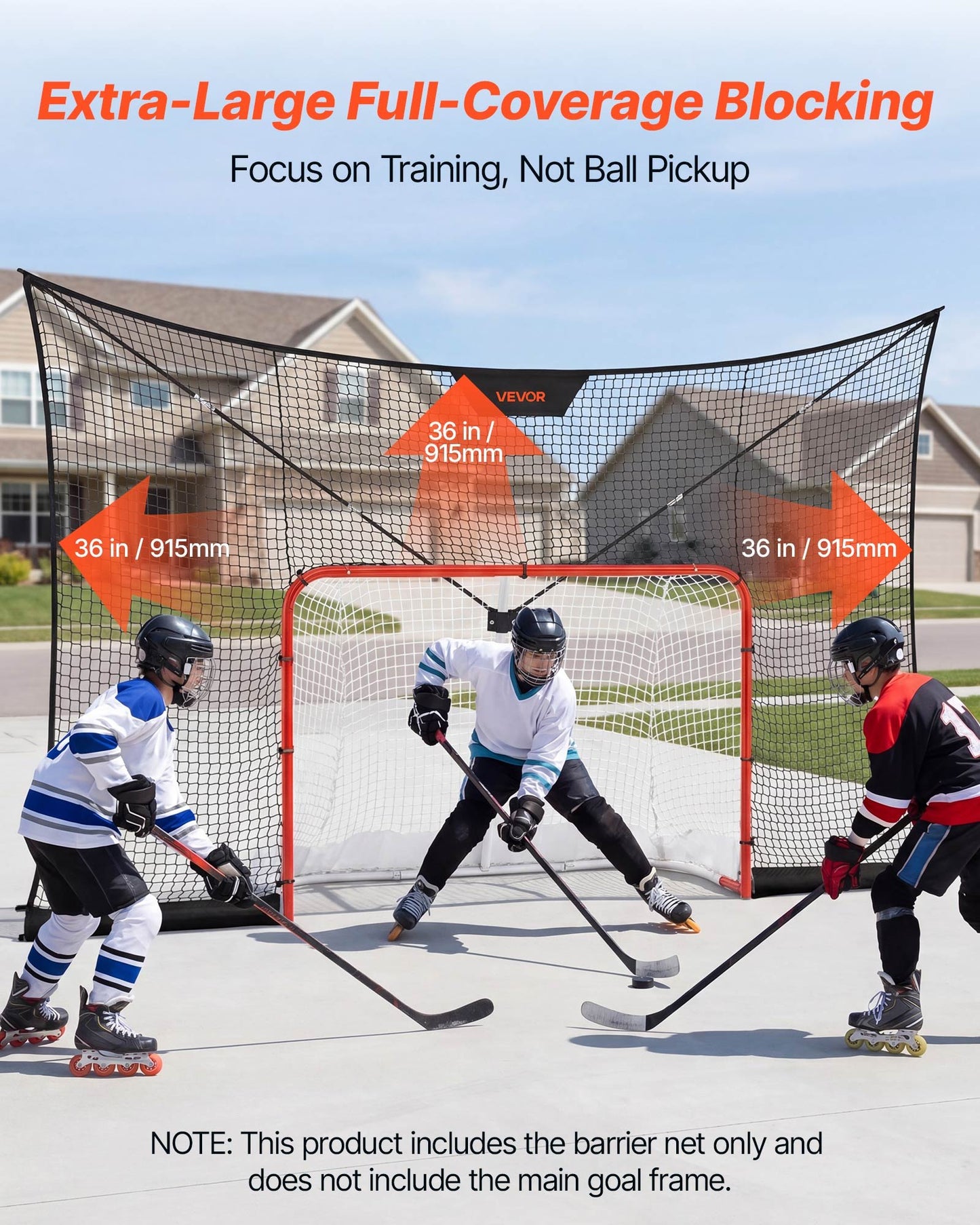 Hockey Net Backstop, 366x213 cm Durable Hockey Goal Backstop Net with Extended Coverage, Lightweight and Portable Backyard Training Equipment, Easy Assembly, for Youth Adult (NET ONLY)
