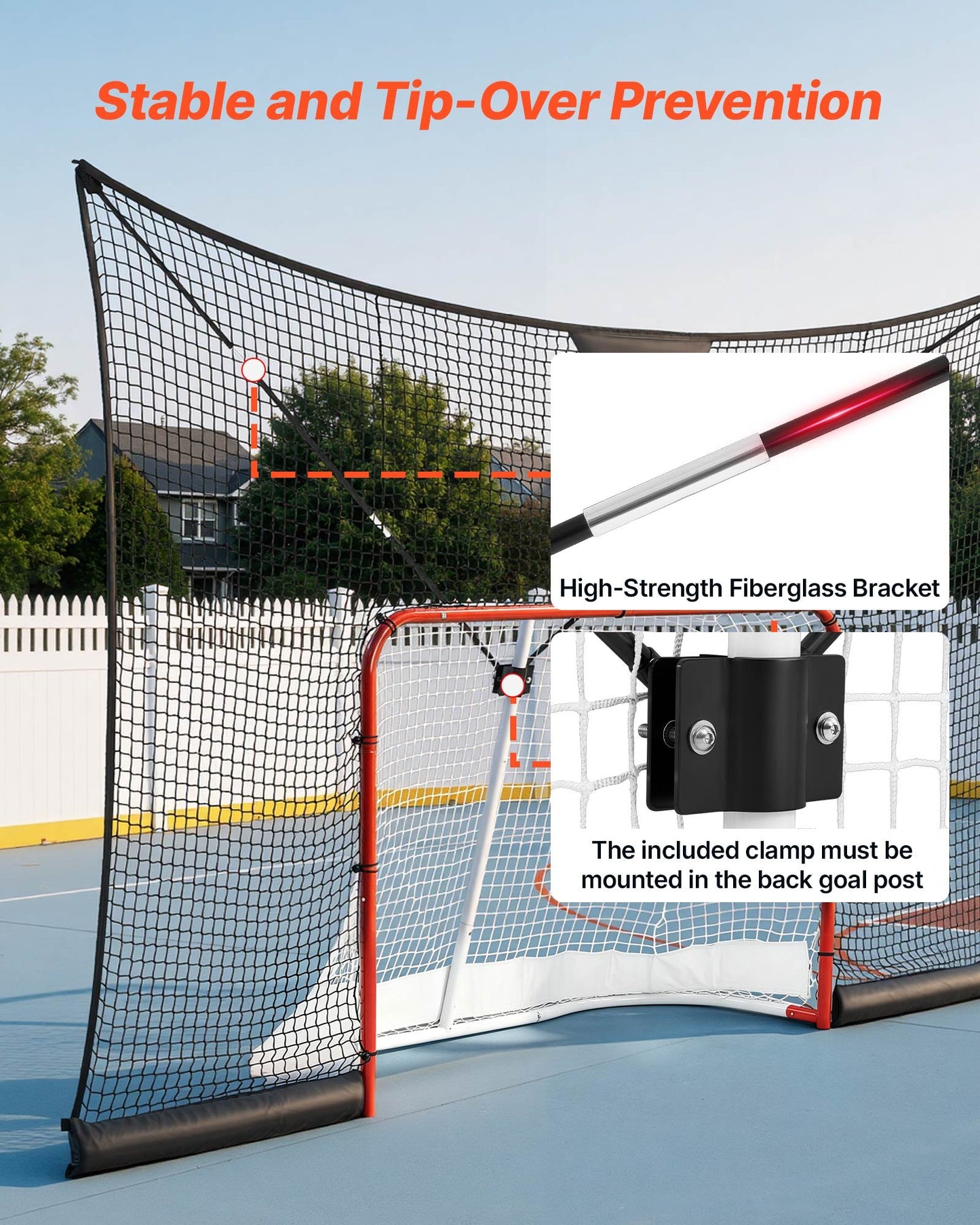 Hockey Net Backstop, 366x213 cm Durable Hockey Goal Backstop Net with Extended Coverage, Lightweight and Portable Backyard Training Equipment, Easy Assembly, for Youth Adult (NET ONLY)