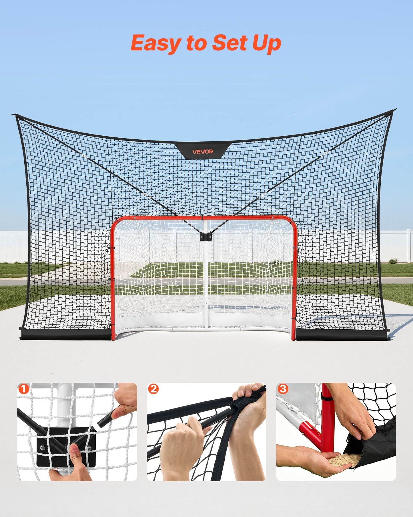 Hockey Net Backstop, 366x213 cm Durable Hockey Goal Backstop Net with Extended Coverage, Lightweight and Portable Backyard Training Equipment, Easy Assembly, for Youth Adult (NET ONLY)