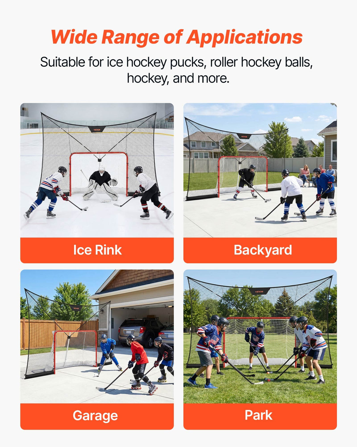 Hockey Net Backstop, 366x213 cm Durable Hockey Goal Backstop Net with Extended Coverage, Lightweight and Portable Backyard Training Equipment, Easy Assembly, for Youth Adult (NET ONLY)