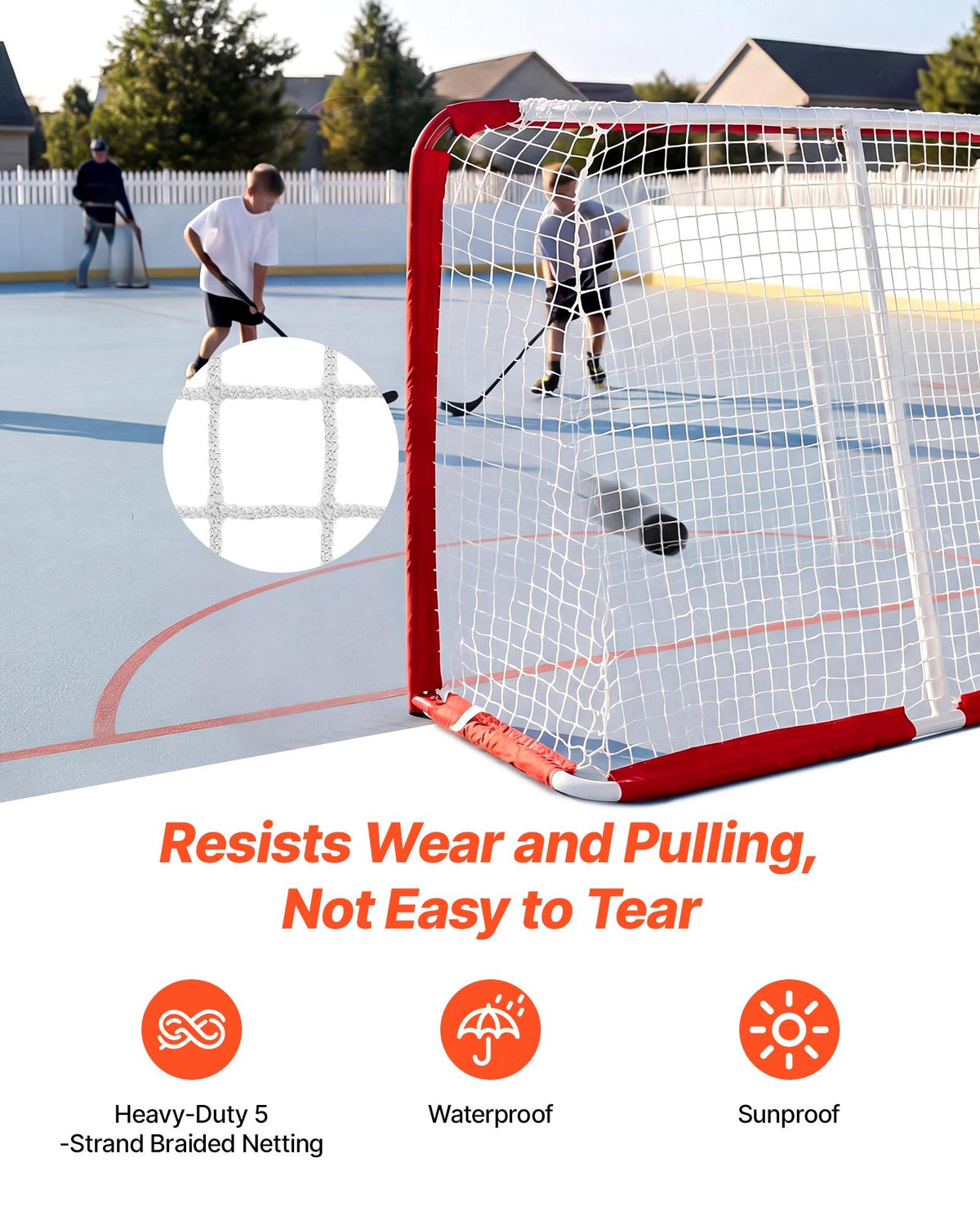 Street Hockey Goal, Heavy-Duty Steel Street + Roller Hockey Nets, Durable Hockey Net for Indoor & Outdoor Use, Lightweight Portable Training, Easy Assembly for Backyard Park Garage, 142x113 cm