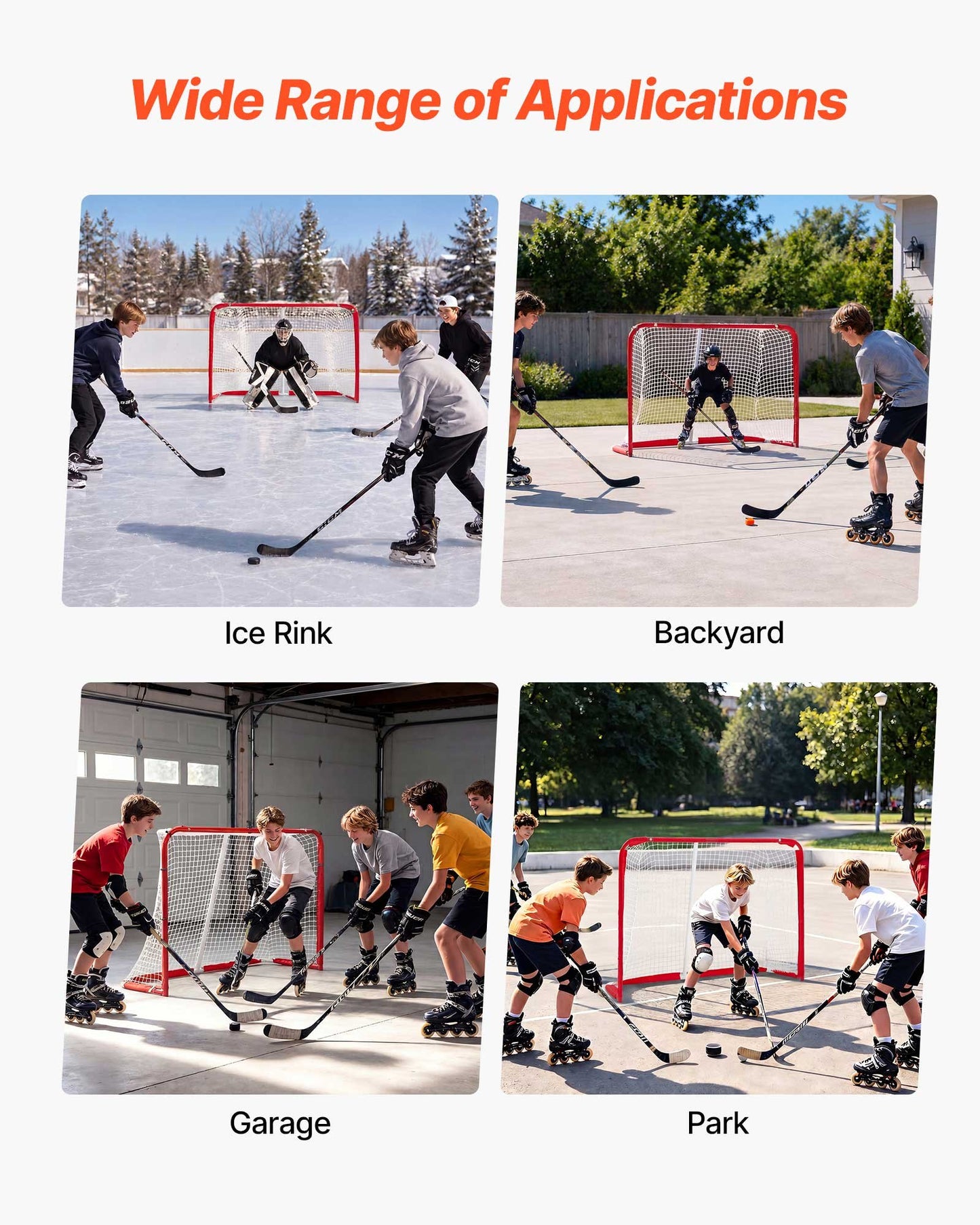 Street Hockey Goal, Heavy-Duty Steel Street + Roller Hockey Nets, Durable Hockey Net for Indoor & Outdoor Use, Lightweight Portable Training, Easy Assembly for Backyard Park Garage, 142x113 cm