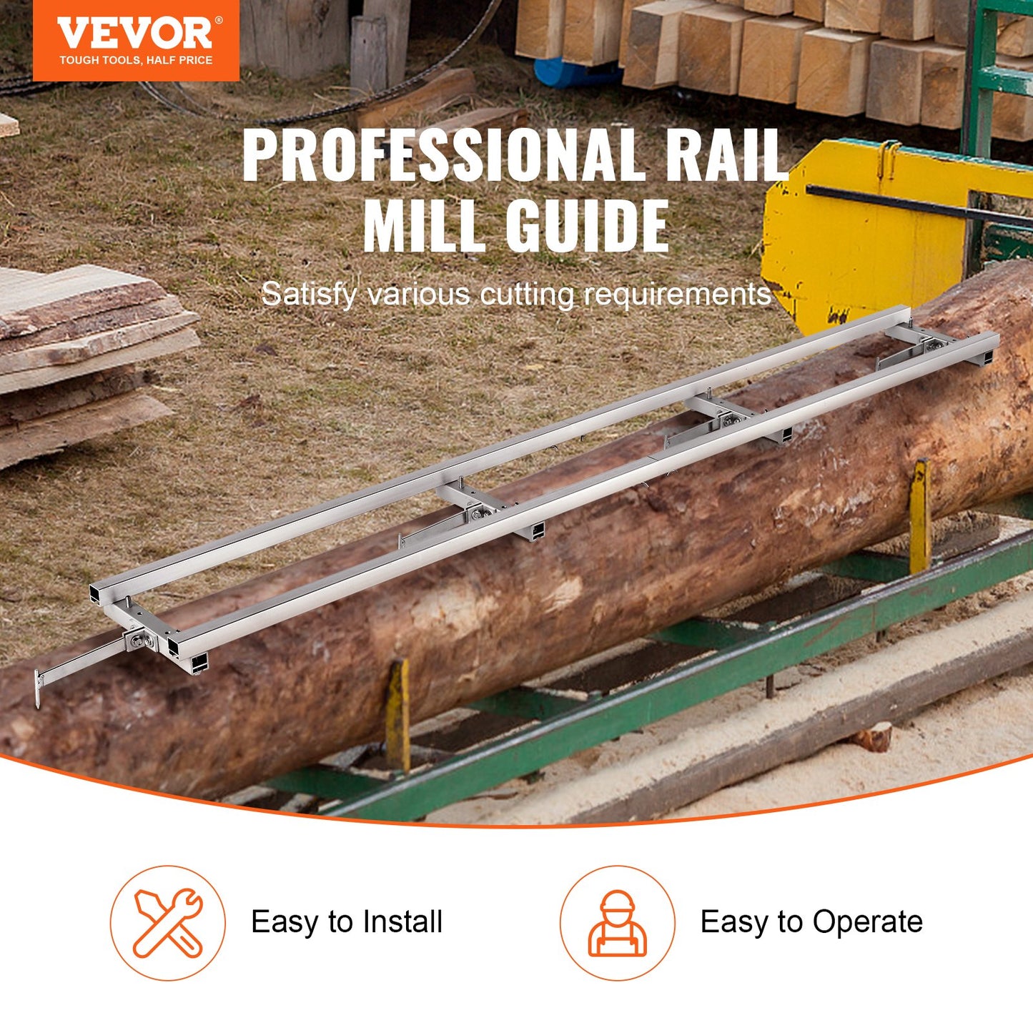 VEVOR Rail Mill Guide System, 9 ft Milling Guide, 4 Crossbar Kits Chainsaw Mill
