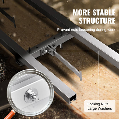 VEVOR Rail Mill Guide System, 9 ft Milling Guide, 4 Crossbar Kits Chainsaw Mill