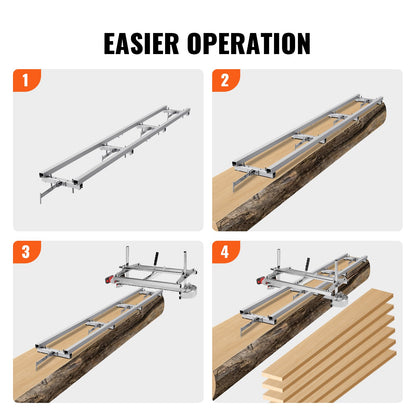 VEVOR Rail Mill Guide System, 9 ft Milling Guide, 4 Crossbar Kits Chainsaw Mill