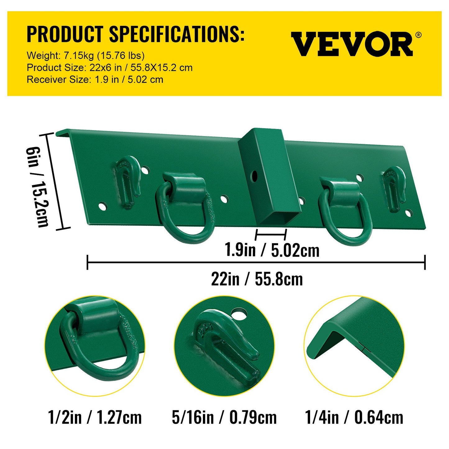 VEVOR Tractor Bolt on Hooks, 1/4" Compact Bolt on Grab Hooks, Max 4700LBS G70 Forged