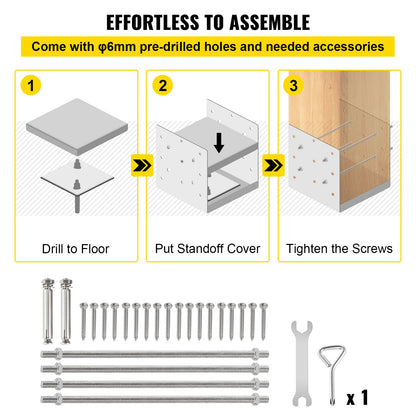 VEVOR Standoff Post Base 203x203mm Adjustable Post Base Post Mender Offers Moisture