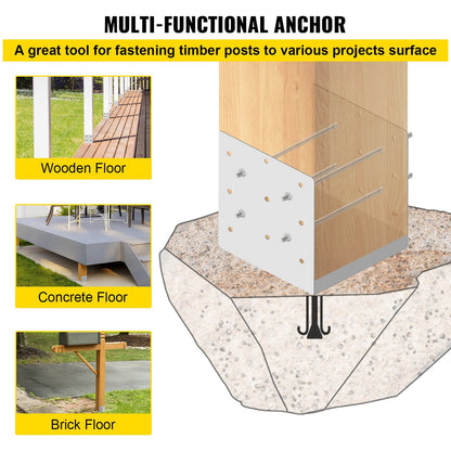 Adjustable Stainless Steel Post Base 203x203mm with Moisture Protection