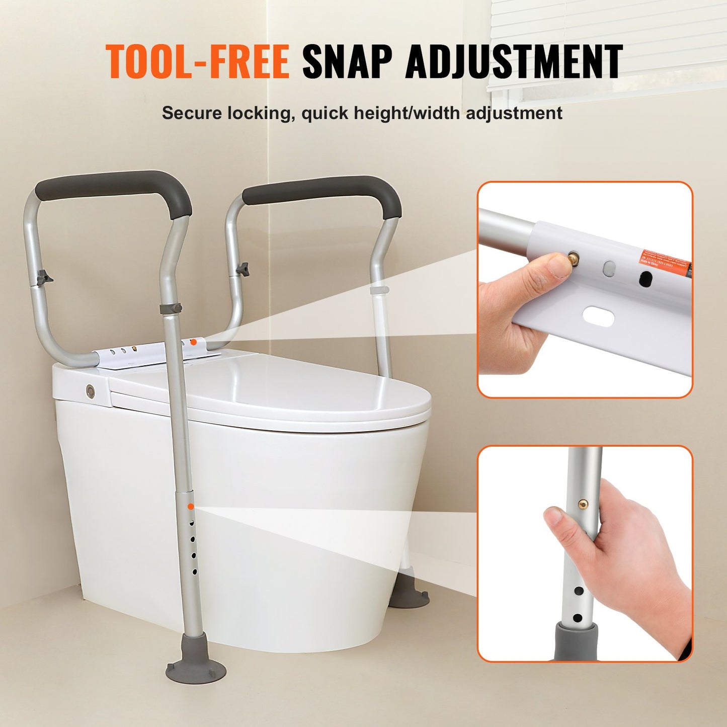 VEVOR Toilet Safety Rail, Bathroom Toilet Seat Frame, Adjustable Width & Height