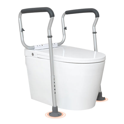Adjustable Bathroom Safety Rail with Padded Armrests, Supports Up to 136 kg