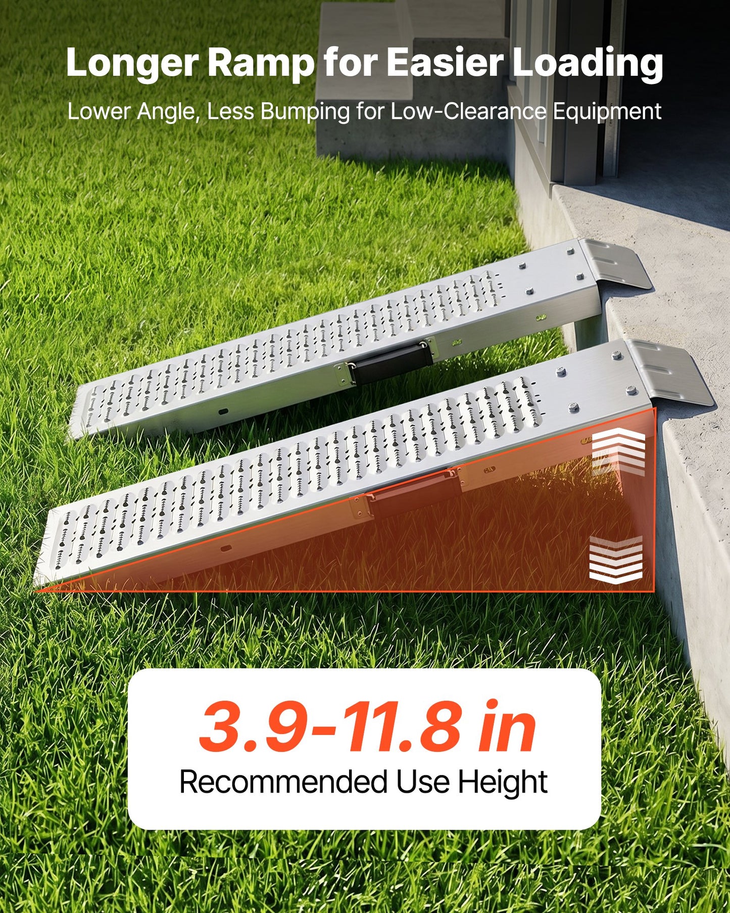 Trailer Ramps, 2PCS 985 x 225mm, Heavy-Duty Steel ATV Ramp Set with Anti-Slip Plates, 544kg Combined Capacity Loading Ramps for Motorcycles, Lawn Mowers, Farm Tractors, Carts