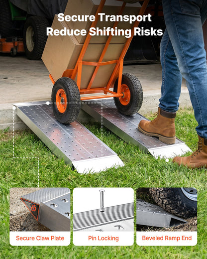 Aluminum Trailer Ramps, 2PCS 999 x 304mm, Heavy-Duty ATV Ramp Set with Anti-Slip Plates, 1360kg Combined Capacity Loading Ramps for Motorcycles, Lawn Mowers, Farm Tractors, Carts