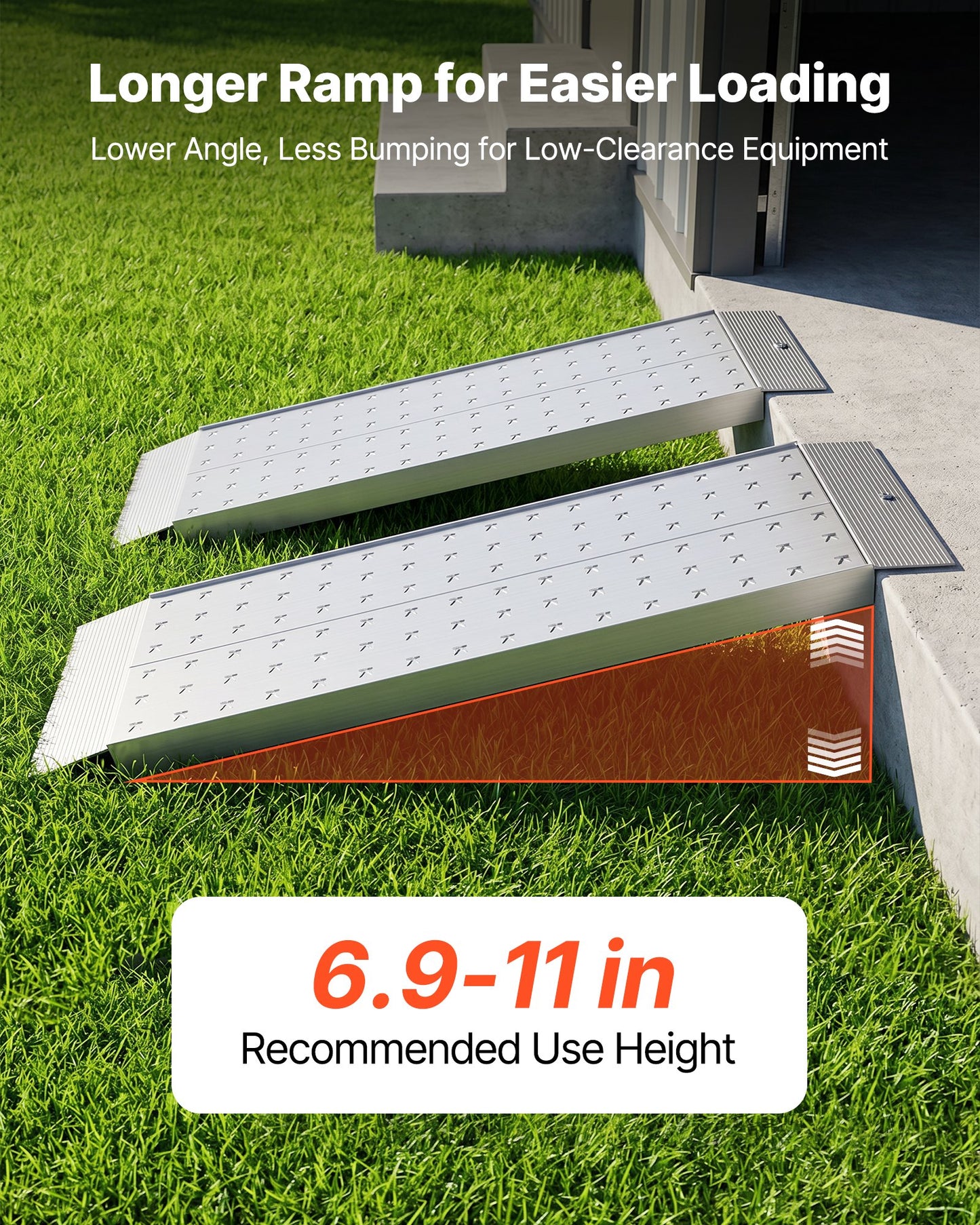Aluminum Trailer Ramps, 2PCS 999 x 304mm, Heavy-Duty ATV Ramp Set with Anti-Slip Plates, 1360kg Combined Capacity Loading Ramps for Motorcycles, Lawn Mowers, Farm Tractors, Carts