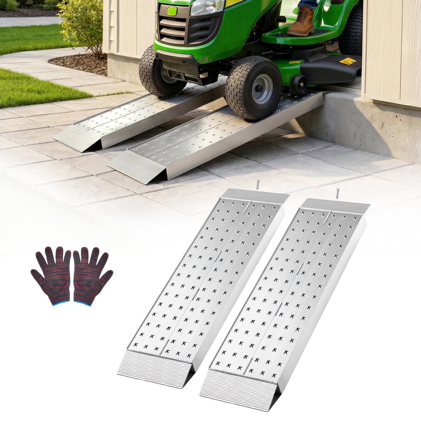 Aluminum Trailer Ramps, 2PCS 999 x 304mm, Heavy-Duty ATV Ramp Set with Anti-Slip Plates, 1360kg Combined Capacity Loading Ramps for Motorcycles, Lawn Mowers, Farm Tractors, Carts