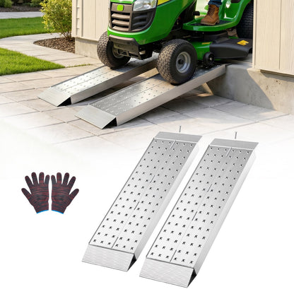 Aluminum Trailer Ramps, 2PCS 999 x 304mm, Heavy-Duty ATV Ramp Set with Anti-Slip Plates, 1360kg Combined Capacity Loading Ramps for Motorcycles, Lawn Mowers, Farm Tractors, Carts