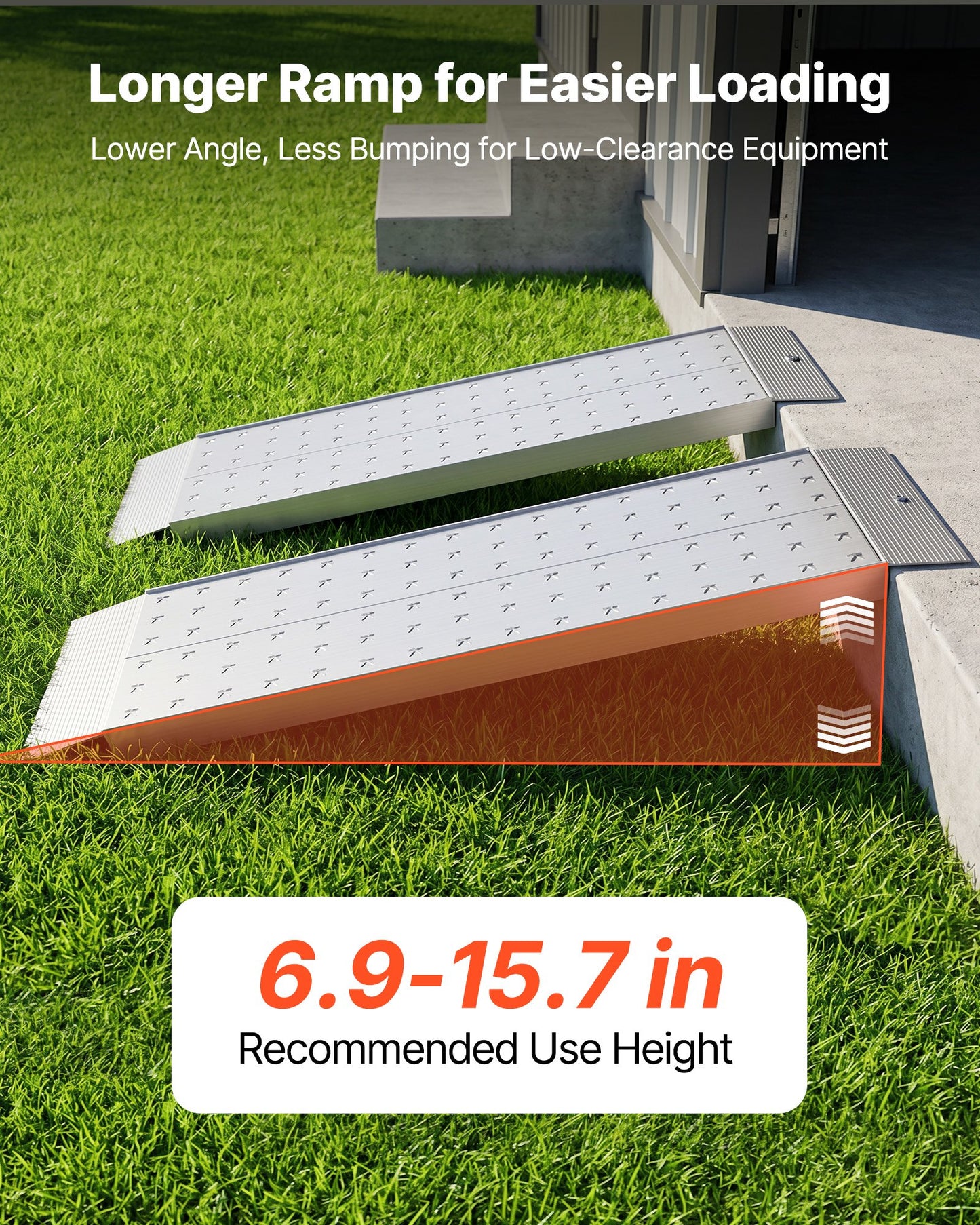 Aluminum Trailer Ramps, 2PCS 1396 x 304mm, Heavy-Duty ATV Ramp Set with Anti-Slip Plates, 1360kg Combined Capacity Loading Ramps for Motorcycles, Lawn Mowers, Farm Tractors, Carts