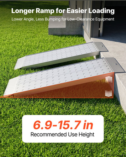 Aluminum Trailer Ramps, 2PCS 1396 x 304mm, Heavy-Duty ATV Ramp Set with Anti-Slip Plates, 1360kg Combined Capacity Loading Ramps for Motorcycles, Lawn Mowers, Farm Tractors, Carts