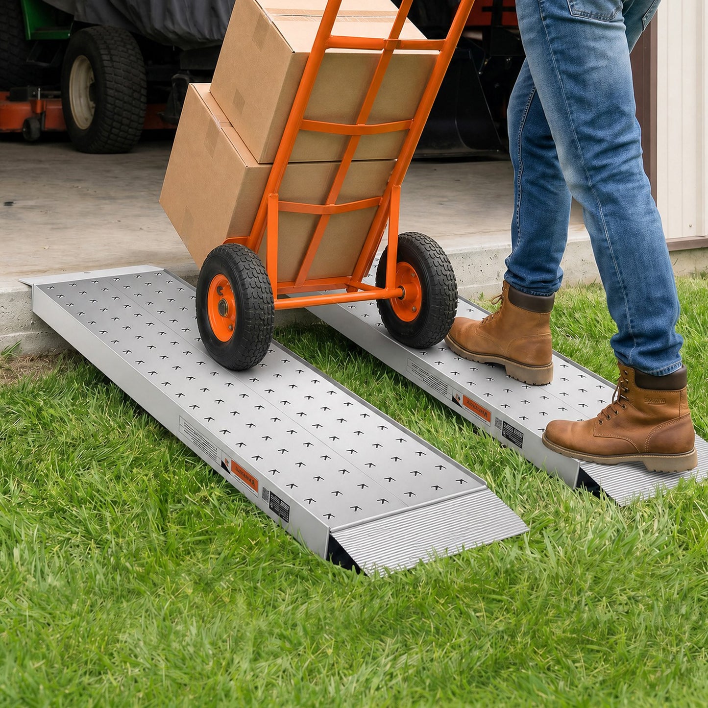 Aluminum Trailer Ramps, 2PCS 1396 x 304mm, Heavy-Duty ATV Ramp Set with Anti-Slip Plates, 1360kg Combined Capacity Loading Ramps for Motorcycles, Lawn Mowers, Farm Tractors, Carts