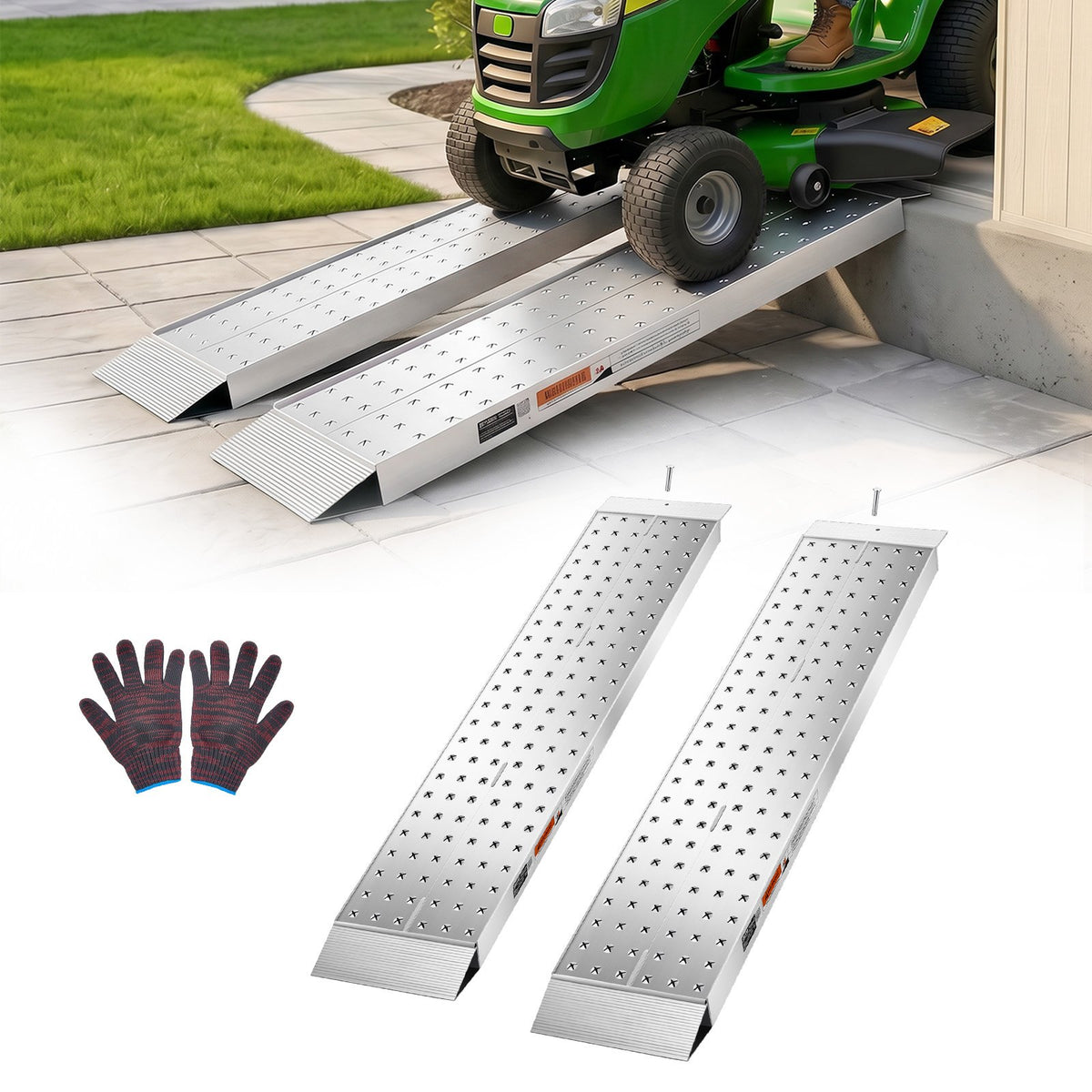 Aluminum Trailer Ramps, 2PCS 1396 x 304mm, Heavy-Duty ATV Ramp Set with Anti-Slip Plates, 1360kg Combined Capacity Loading Ramps for Motorcycles, Lawn Mowers, Farm Tractors, Carts