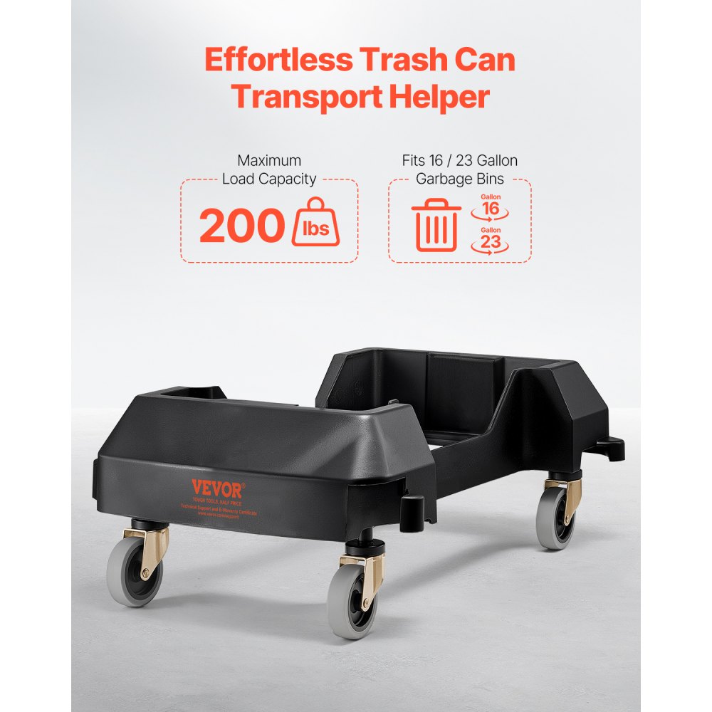 VEVOR Slim Trash Can Dolly with Wheel Fit 16/23 Gal Containers 200lbs Heavy Duty