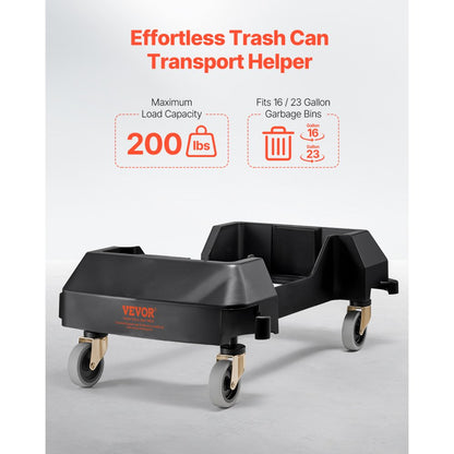 VEVOR Slim Trash Can Dolly with Wheel Fit 16/23 Gal Containers 200lbs Heavy Duty