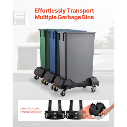 VEVOR Slim Trash Can Dolly with Wheel Fit 16/23 Gal Containers 200lbs Heavy Duty