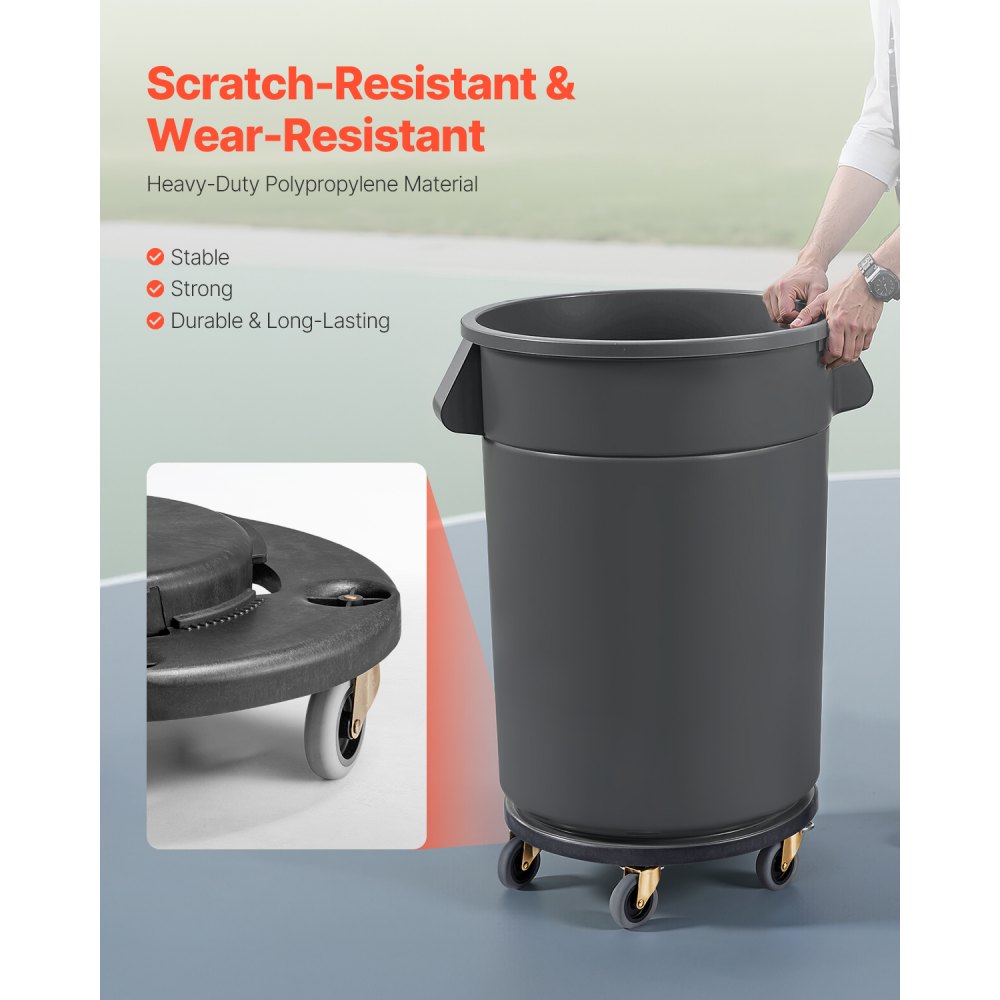 VEVOR Round Trash Can Dolly Fit 20, 32, 44, 55 Gal Garbage Container 500lbs