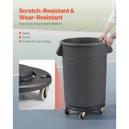 VEVOR Round Trash Can Dolly Fit 20, 32, 44, 55 Gal Garbage Container 500lbs