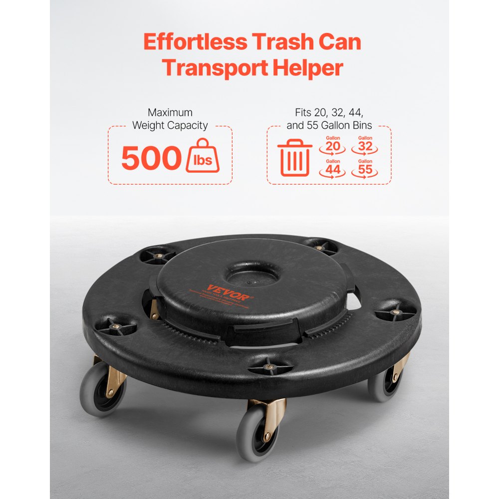 VEVOR 2 Packs Round Trash Can Dolly Fit 20, 32, 44, 55 Gal Garbage Container