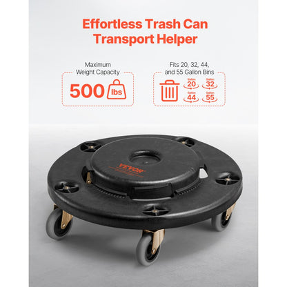 VEVOR 2 Packs Round Trash Can Dolly Fit 20, 32, 44, 55 Gal Garbage Container