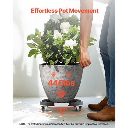 VEVOR 2 Packs Round Trash Can Dolly 15-22.8 in Adjustable Plastic Bin Dolly