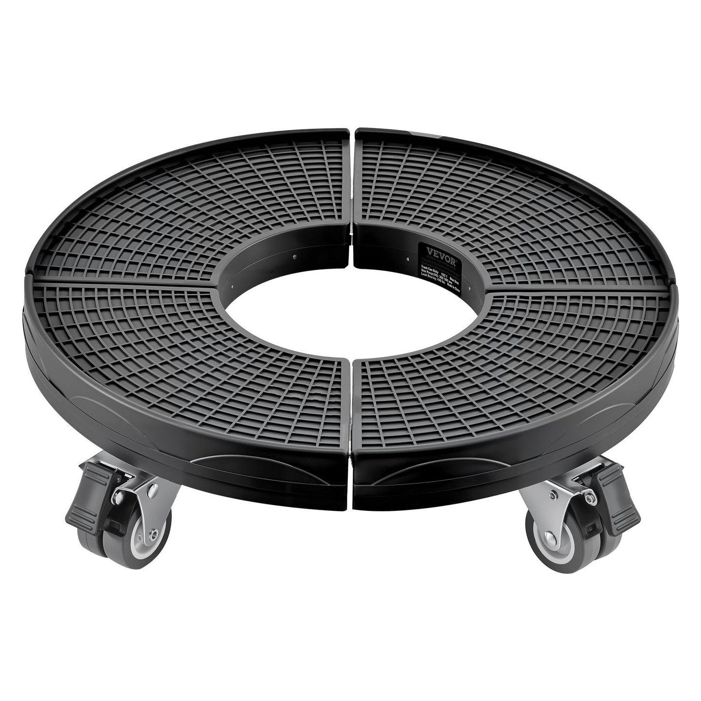 Trash Can Dolly with 4 Lockable Wheels, 440lbs Weight Capacity, Round Trash Can Roller Base, 15-22.8 in Adjustable, Heavy Duty Drum Dolly Plant Caddy, Multi-Functional Rolling Dolly Cart, Black