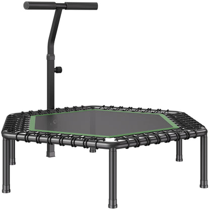 1385 mm Mini Trampoline, 205 kg Max Load Fitness Rebounder, Stable & Quiet Small Trampoline with 3 Levels Height Adjustable & Foam Handle, Exercise Rebounder for Adults Indoor/Garden Workout