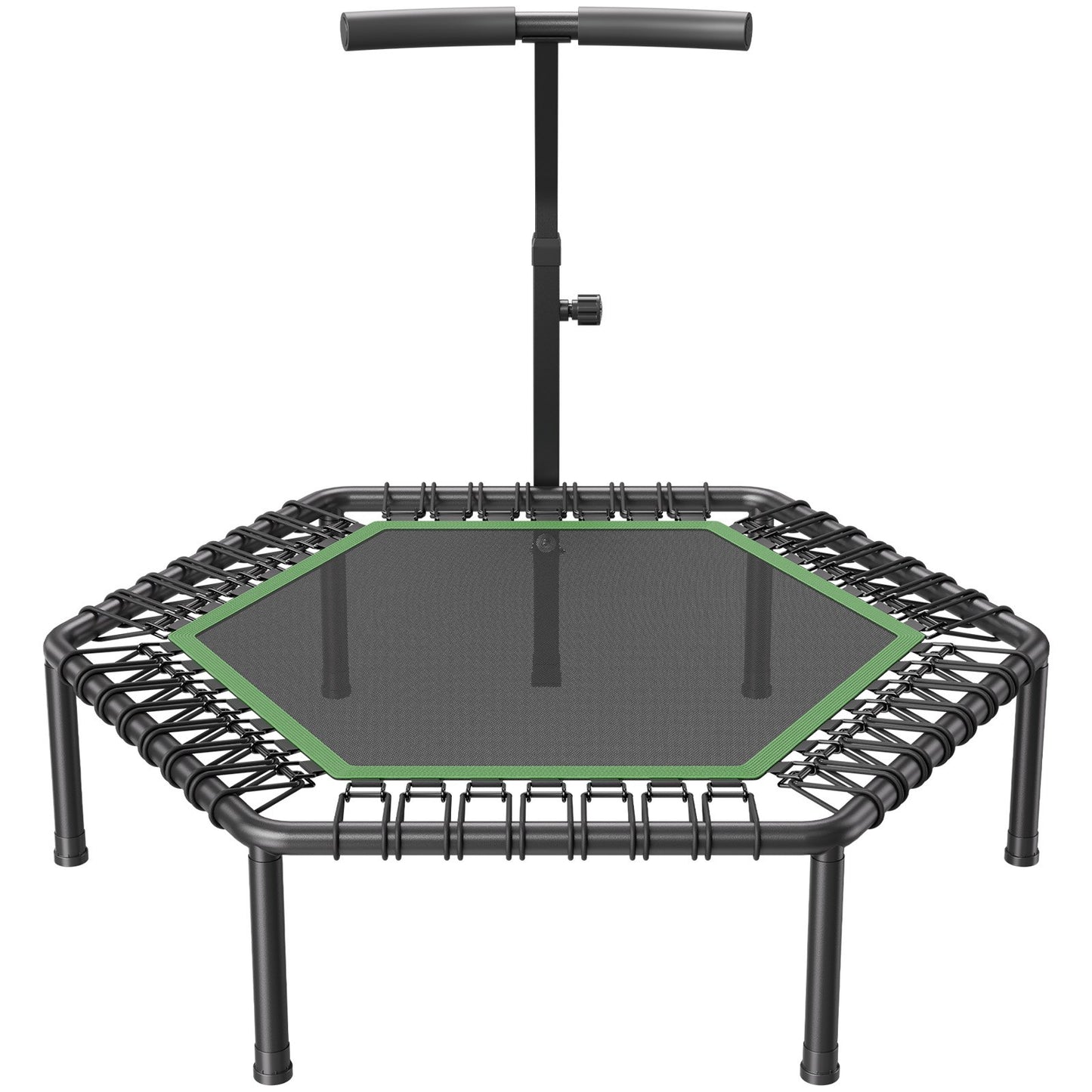 1385 mm Mini Trampoline, 205 kg Max Load Fitness Rebounder, Stable & Quiet Small Trampoline with 3 Levels Height Adjustable & Foam Handle, Exercise Rebounder for Adults Indoor/Garden Workout