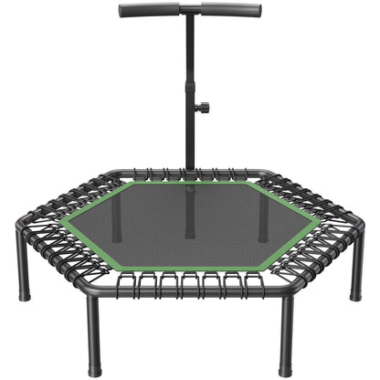 1385 mm Mini Trampoline, 205 kg Max Load Fitness Rebounder, Stable & Quiet Small Trampoline with 3 Levels Height Adjustable & Foam Handle, Exercise Rebounder for Adults Indoor/Garden Workout