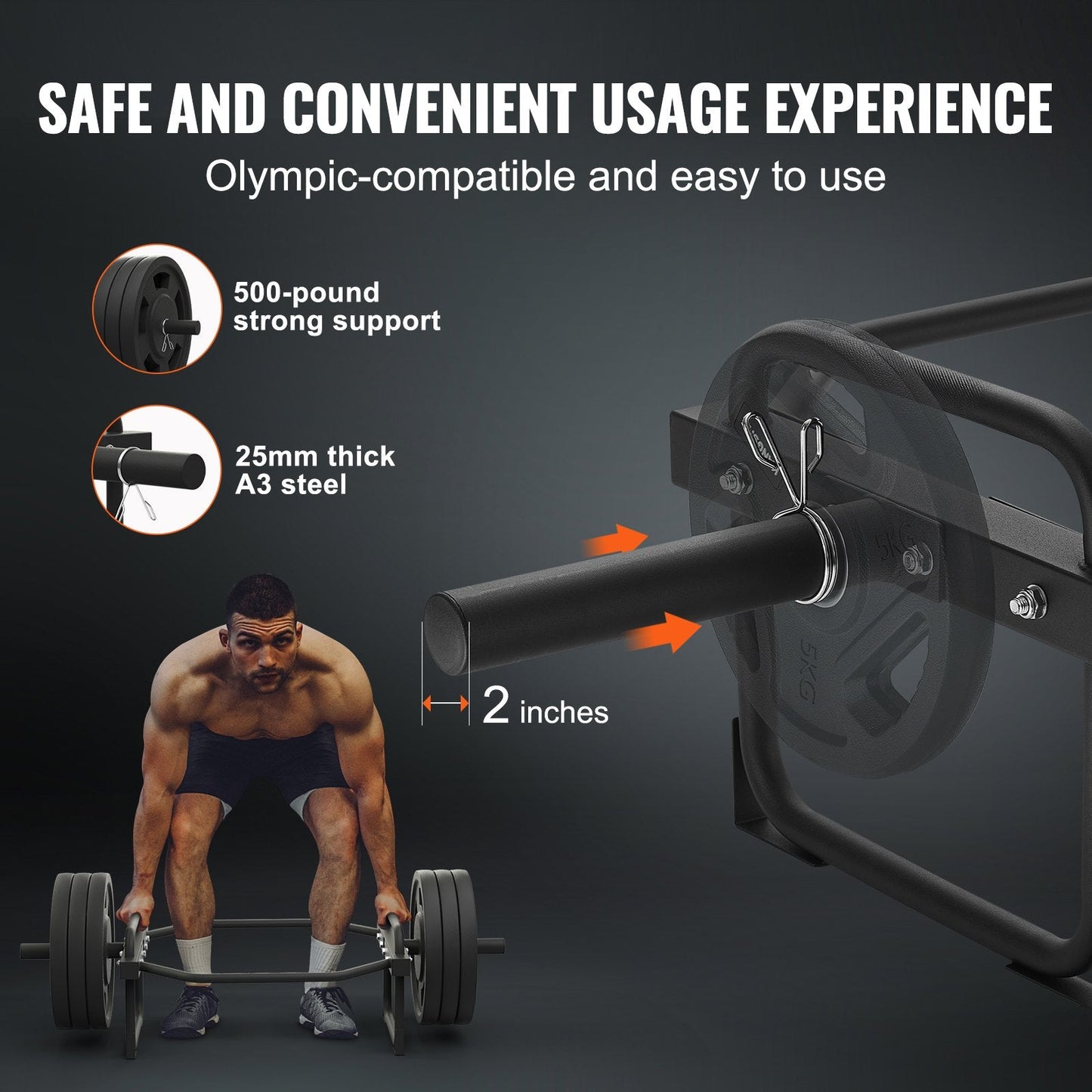 Hex Trap Bar for Deadlifts and Squats, 225 kg Capacity, 1.4 m Length