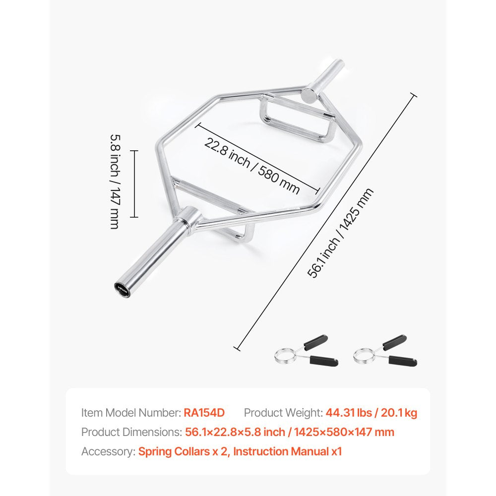 Trap Bar Hex Bar Barbell Weightlifting for Squat Shrug Deadlift Supports Up to 360 kg