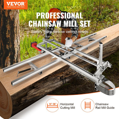 Adjustable Chainsaw Mill with 9m Rail System for 0.3m-0.9m Guide Bars