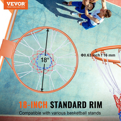 Wall-Mounted Basketball Hoop with Net, Heavy Duty Steel, Indoor/Outdoor Use