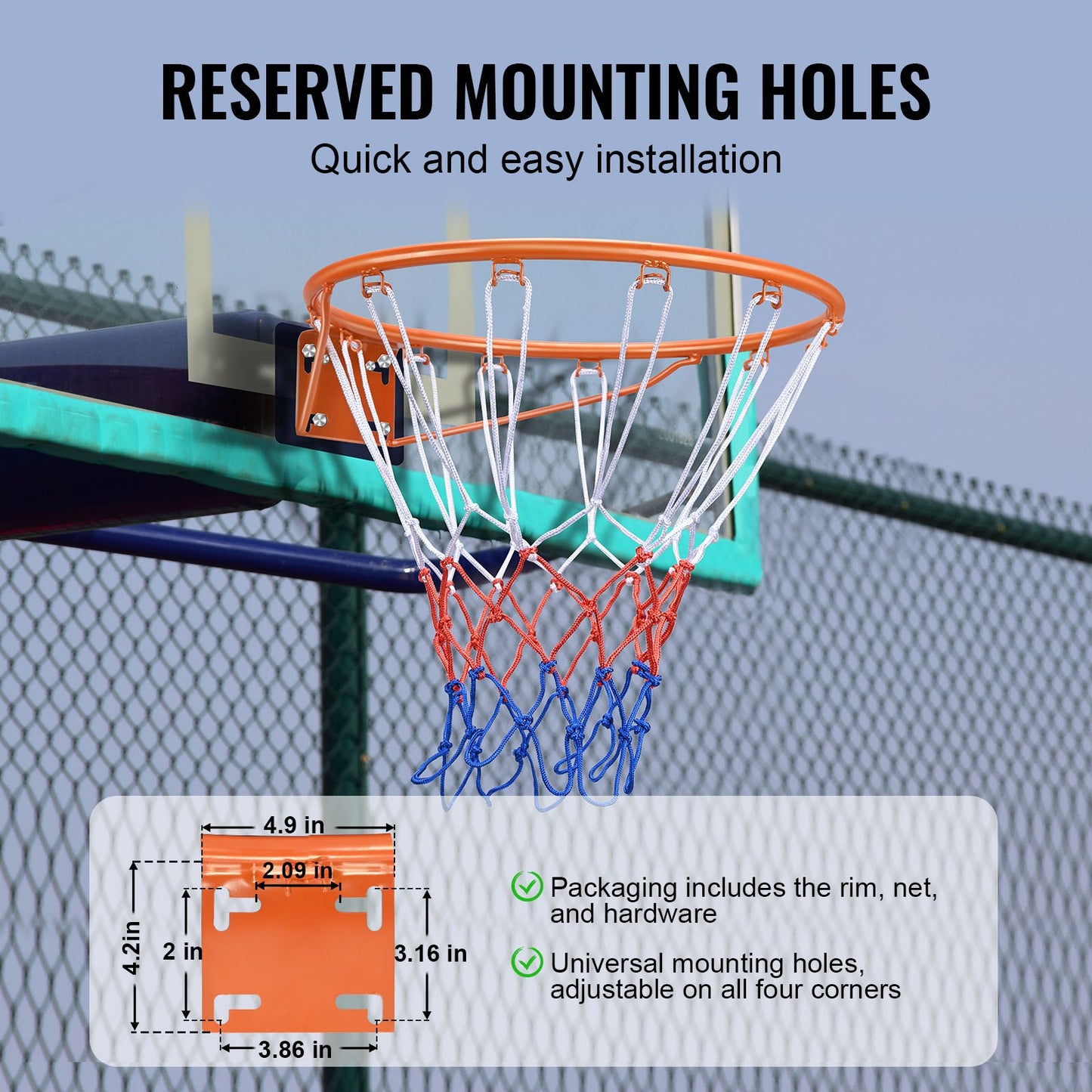 VEVOR Basketball Rim, Wall Door Mounted Basketball Hoop, Heavy Duty Q235 Basketball