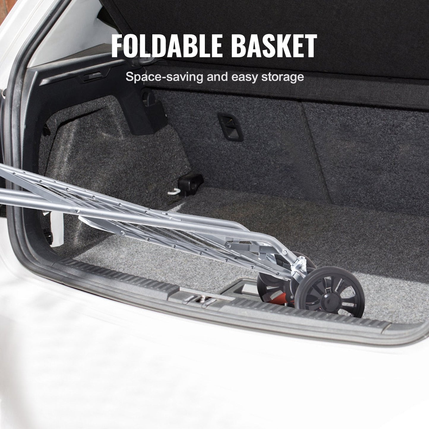 Folding Shopping Cart, 30 kg Capacity, Lightweight Trolley with Swivel Wheels