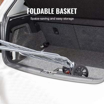 Folding Shopping Cart, 30 kg Capacity, Lightweight Trolley with Swivel Wheels